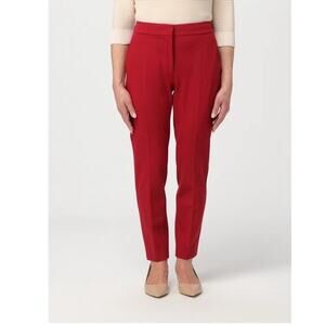 NWOT MAX MARA Pants US 12 ITALY Red Wool Straight Ankle Zip Pockets